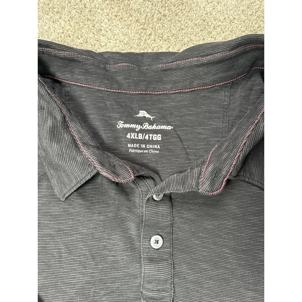 Tommy Bahama Polo Mens 4XLB Performance Short Sleeve Collared Black Solid Shirt